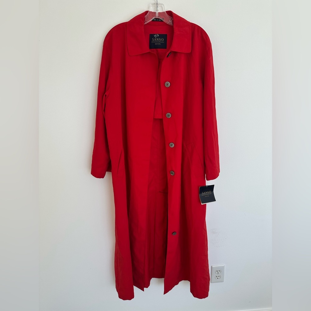 Sanyo New York Red Oversized Trench Coat Size Small NWT